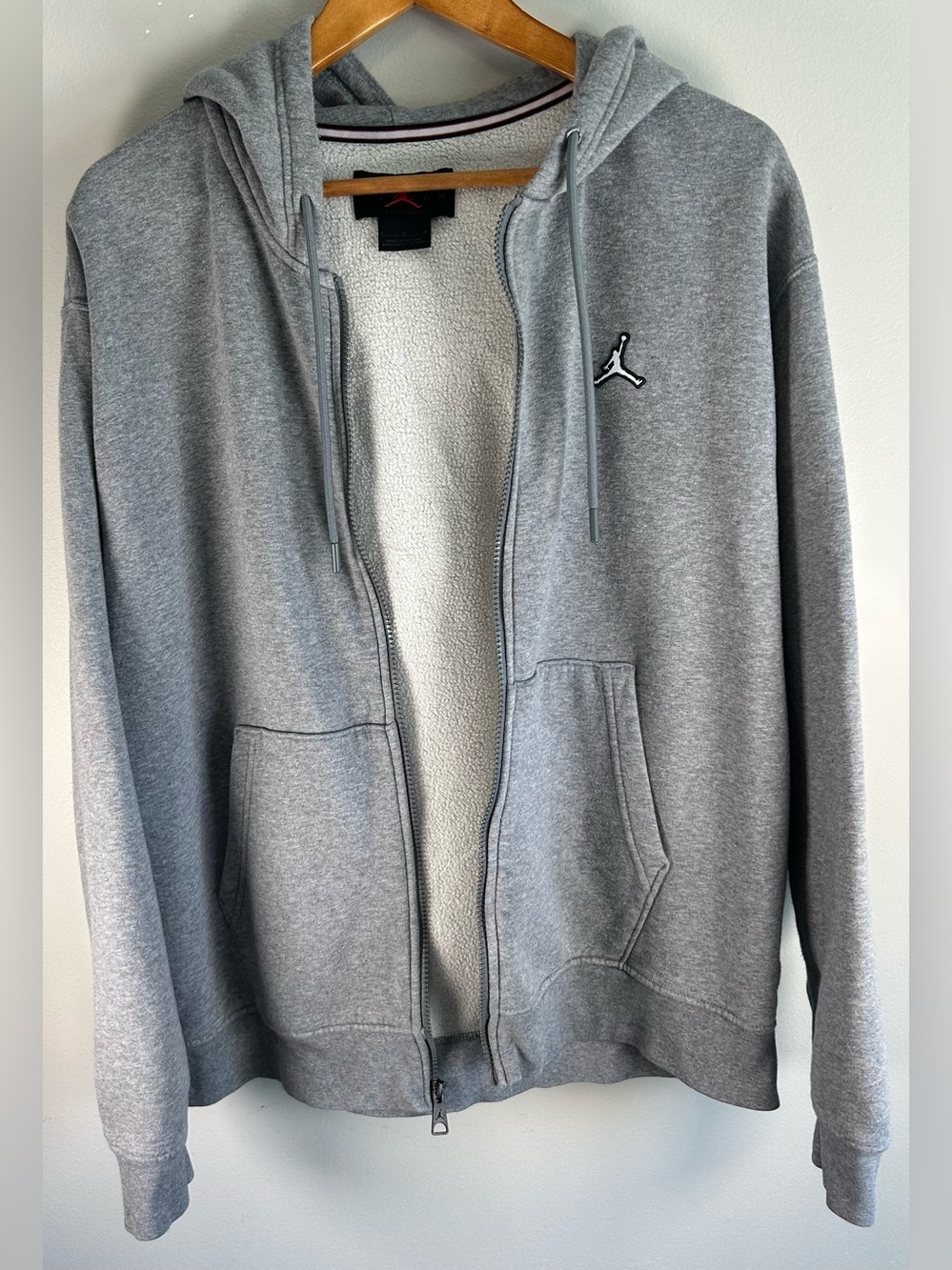 Nike Jordan Essential Men’s Fleece Full Zip Hoodie Sweater L Carbon Heather EUC - Picture 5 of 10